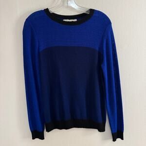 Jonathan Simkhai Colorblock Sweater XS Cobalt Royal Blue Navy Black Knit Retro